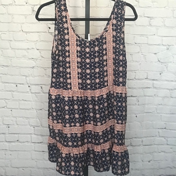 Blu Pepper Navy and Pink Printed Dress - Picture 1 of 4